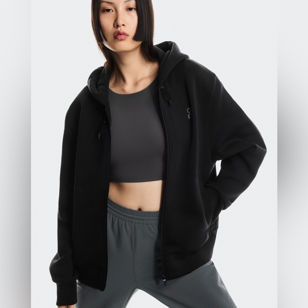 On Running Focus Tech Zip Hoodie Black Performance Athleisure Women’s Medium